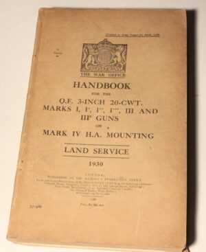 Handbook for 3 inch 20 CWT Gun 1930