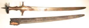 Indian Tulwar straight sword with relic scabbard